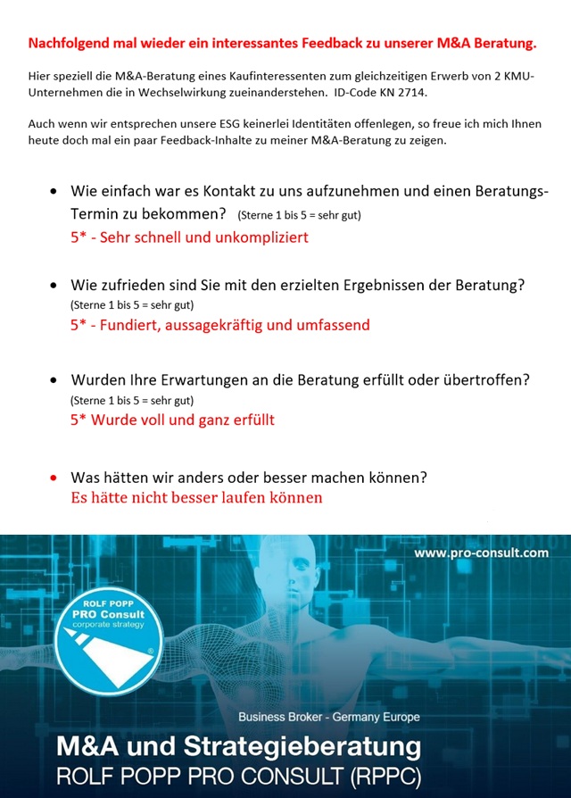 Referenz Beratung Unternehmenskauf M&A Beratung