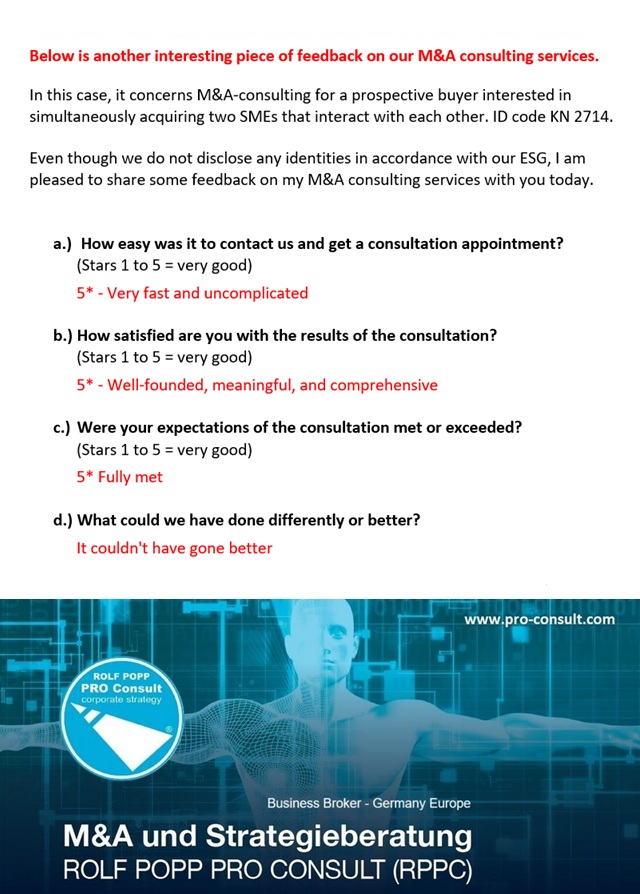 reference consulting company acquisition business broker Germany